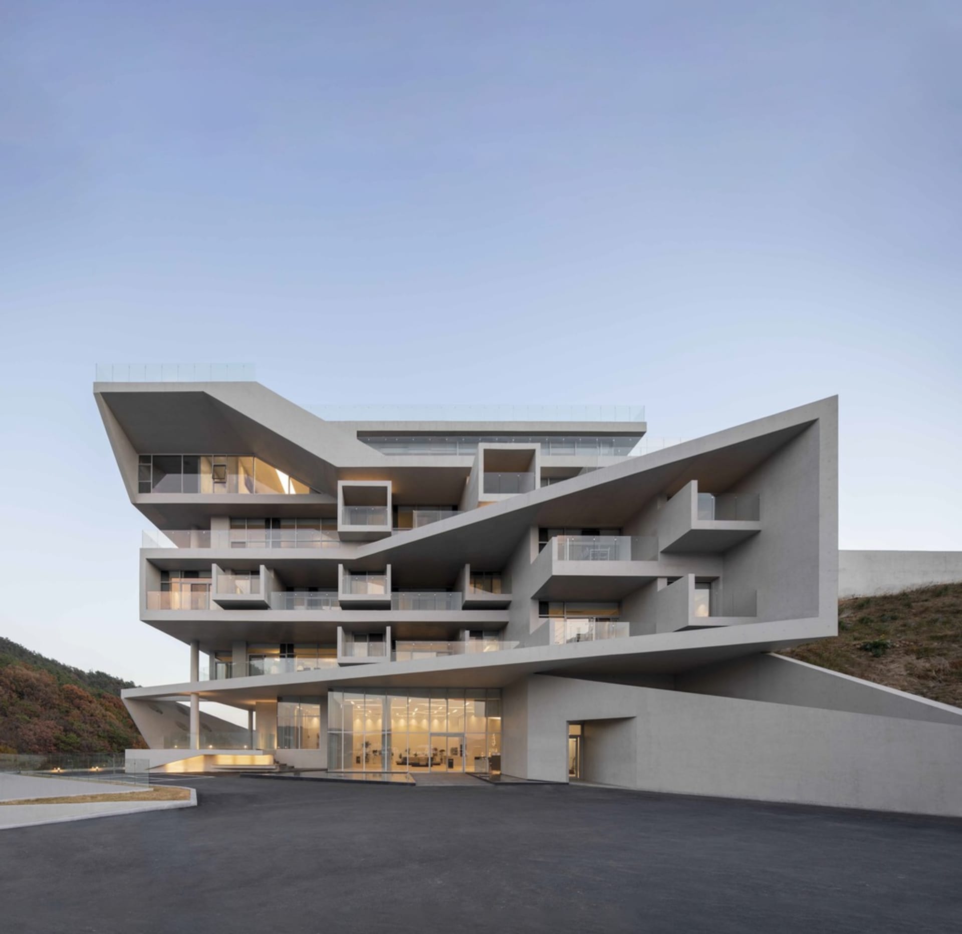 Modern architectural design featuring concrete materials.