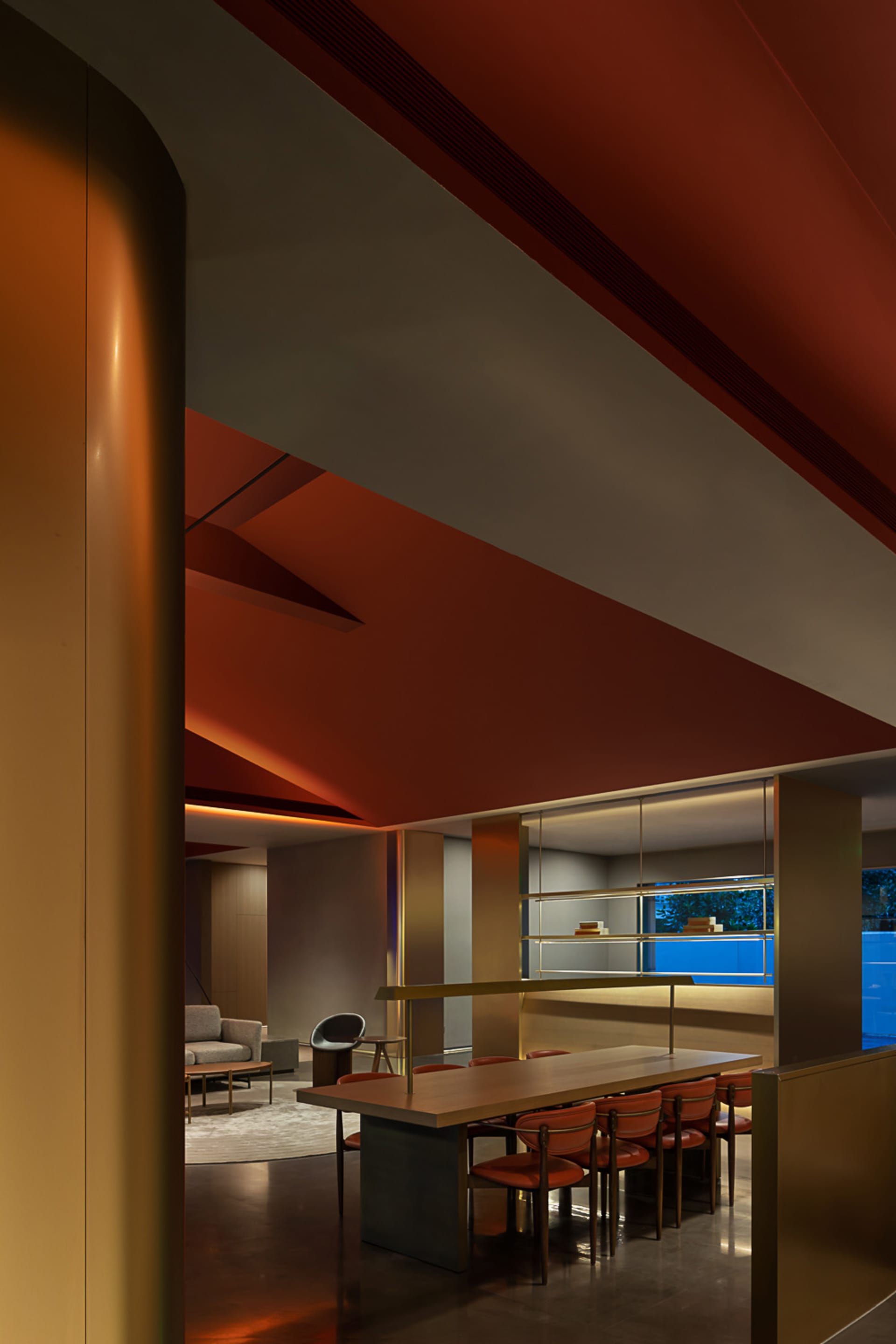 Modern dining room with metal and wood elements
