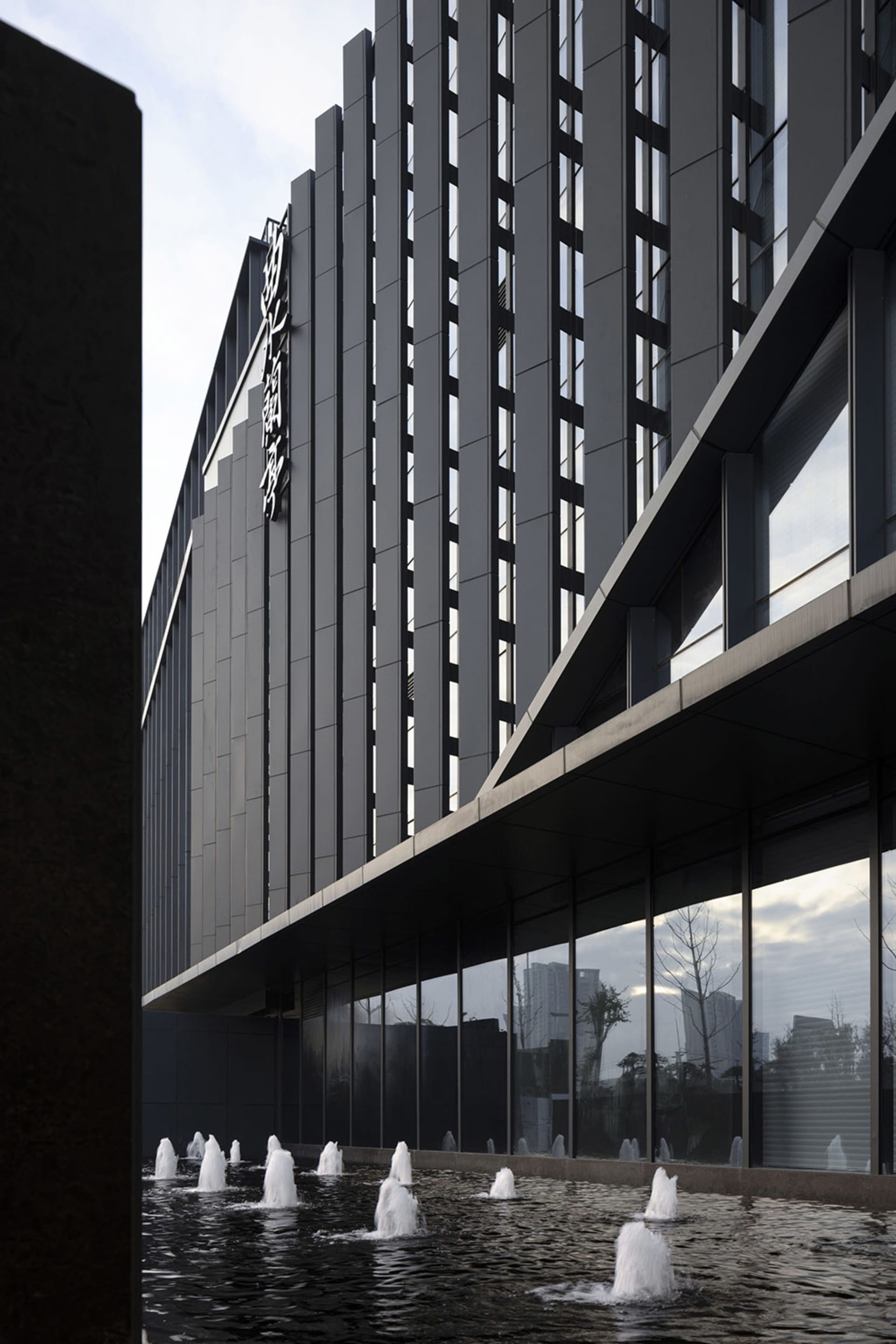 A modern building with a metal exterior.