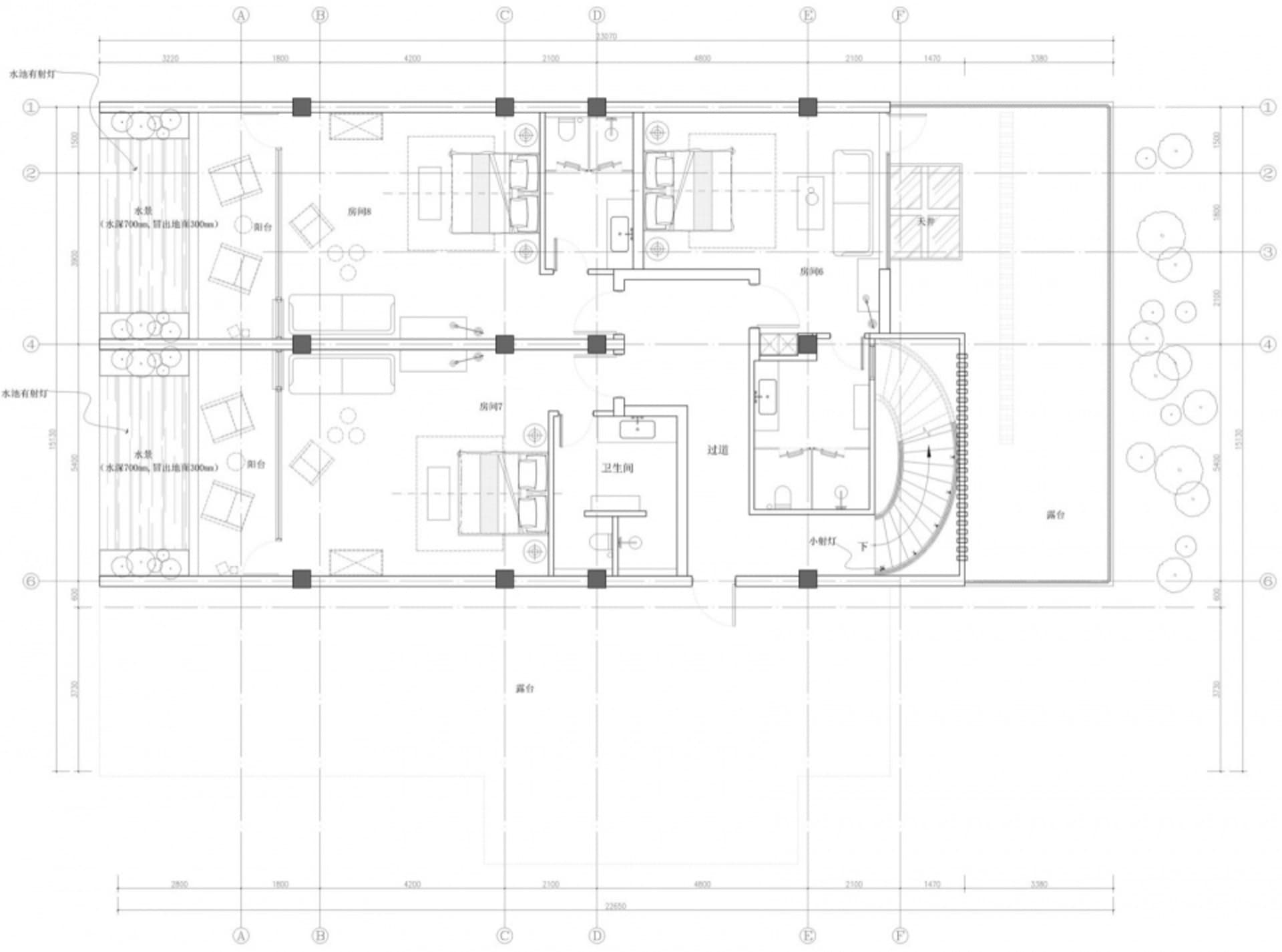 詳細的住宅空間平面圖，包含多個臥室、衛浴以及廚房。