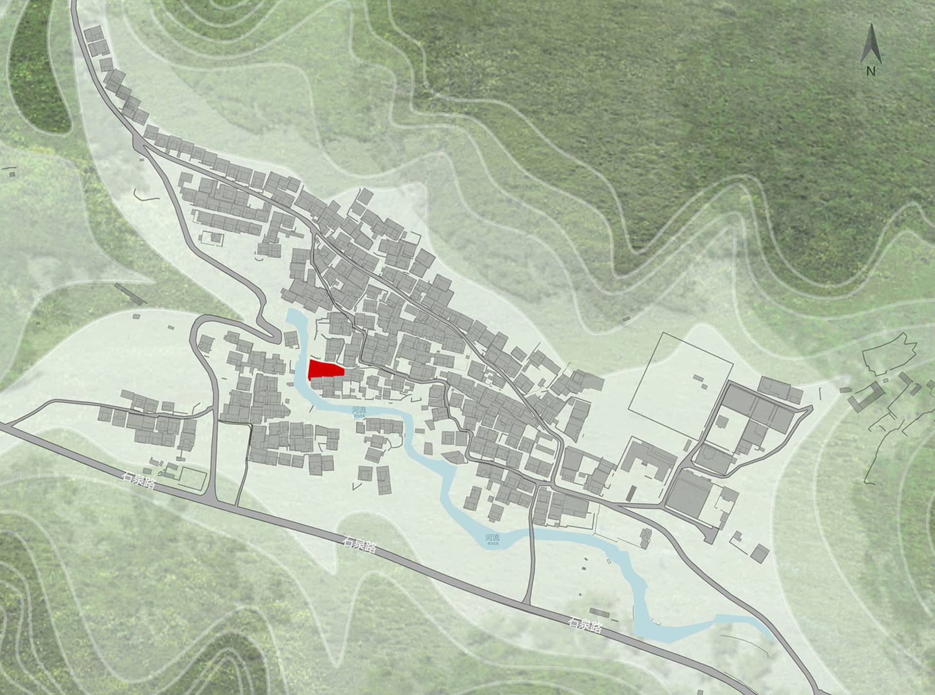 Map of a city's urban planning and development plan.