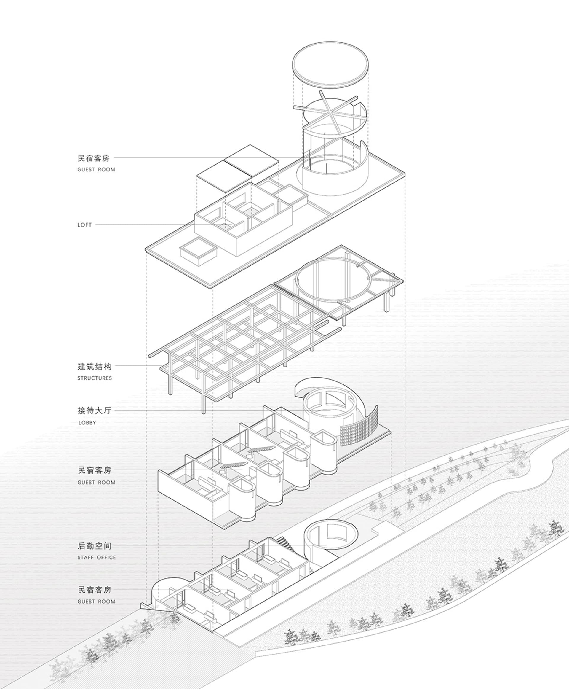 現代建築室內展示玻璃、混凝土與金屬材質