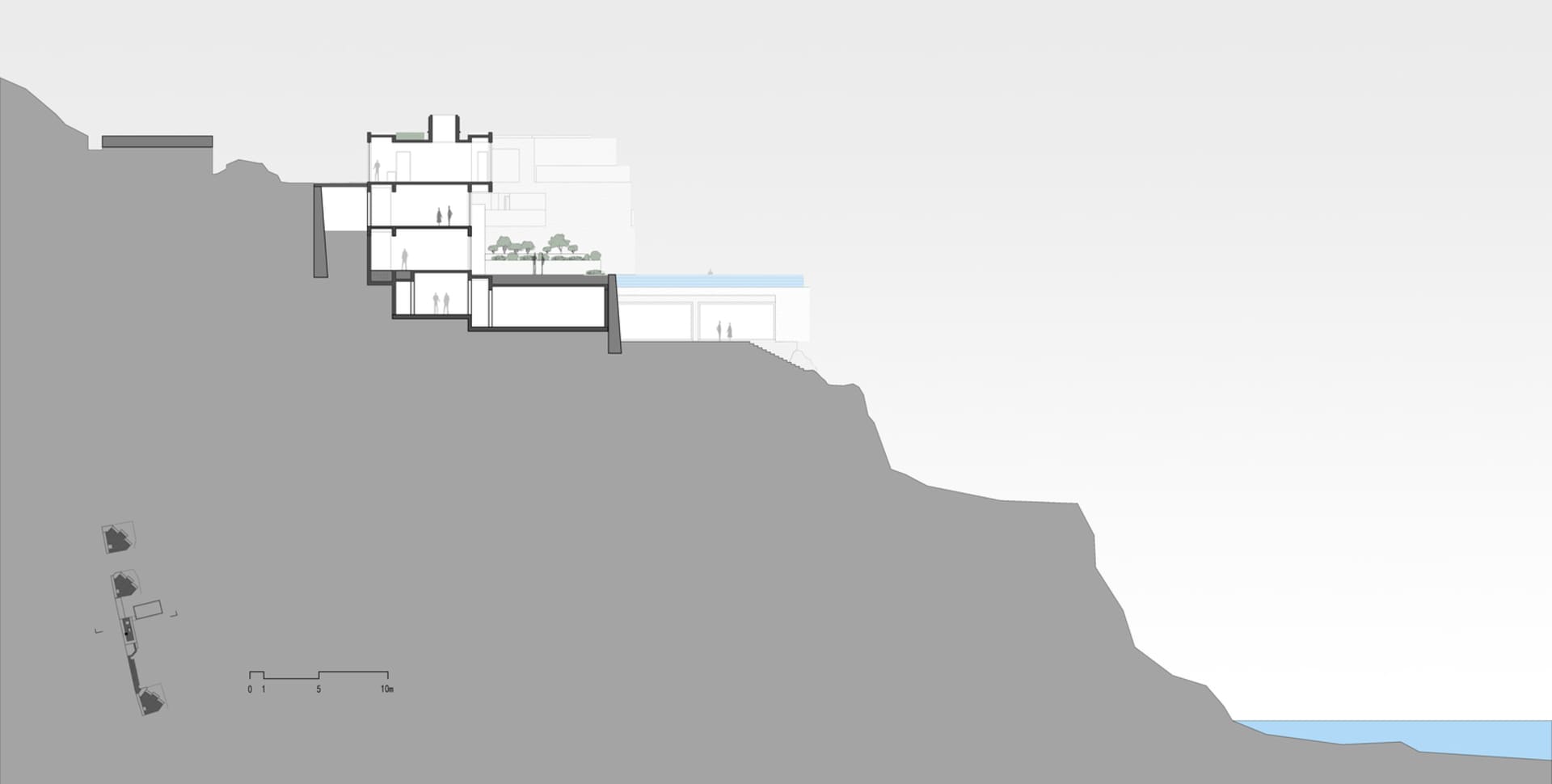 A 3D architectural rendering of a modern residential building.