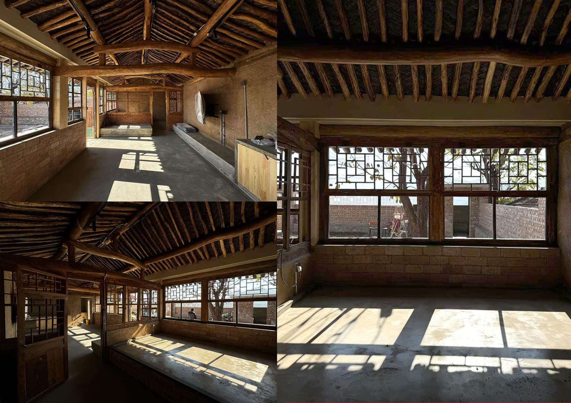 現代室內空間，搭配木質建築元素與大型窗戶。