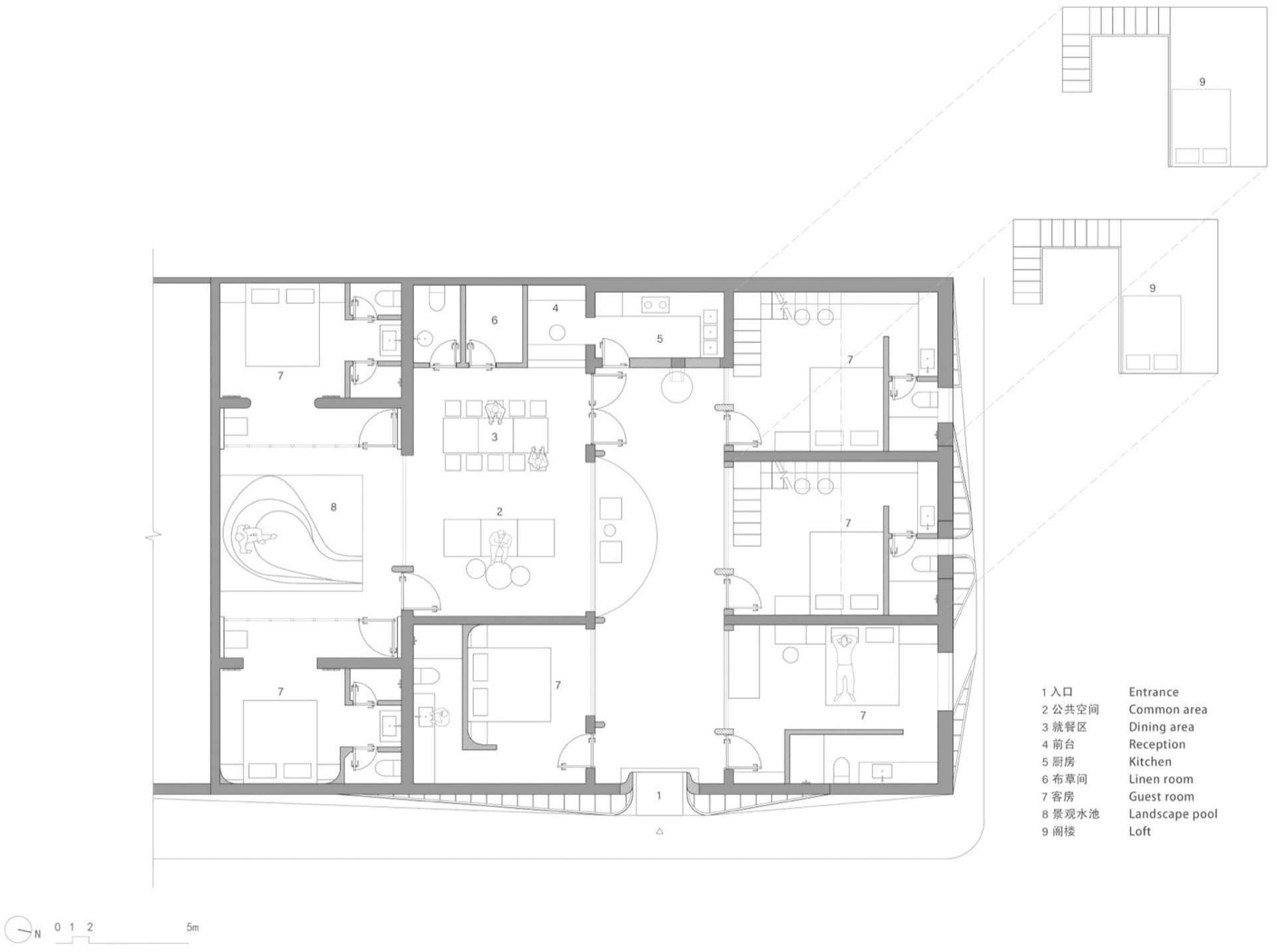 Floor plan of an office space showing various rooms and layouts, created using paper