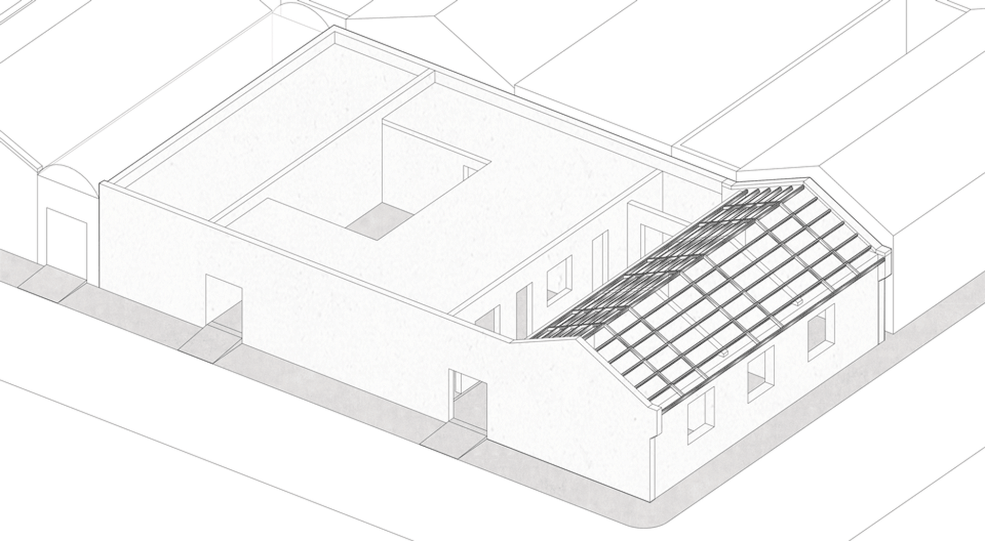 Modern residential architectural plan featuring brick exterior walls