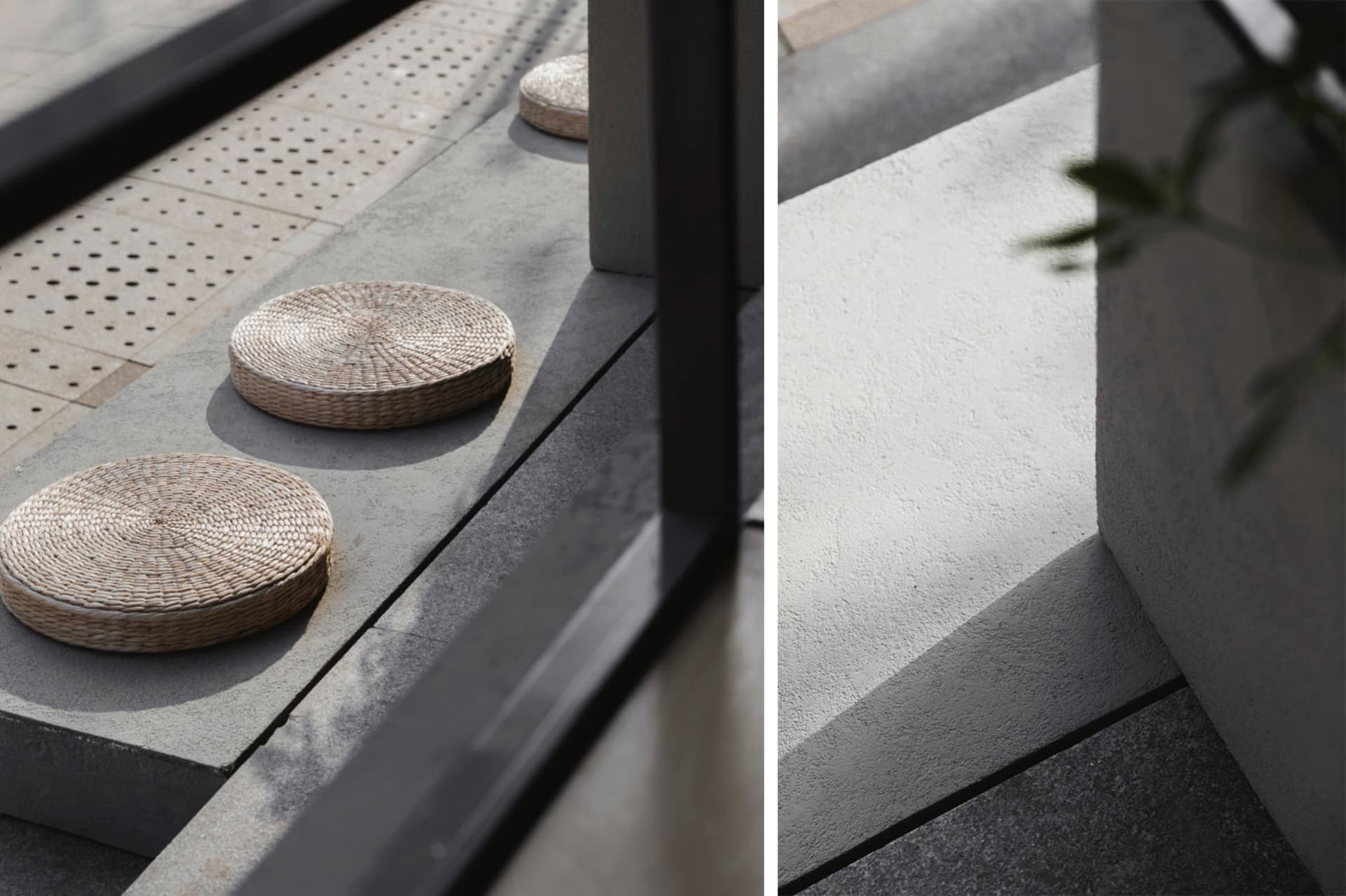 A modern interior space featuring a concrete floor.