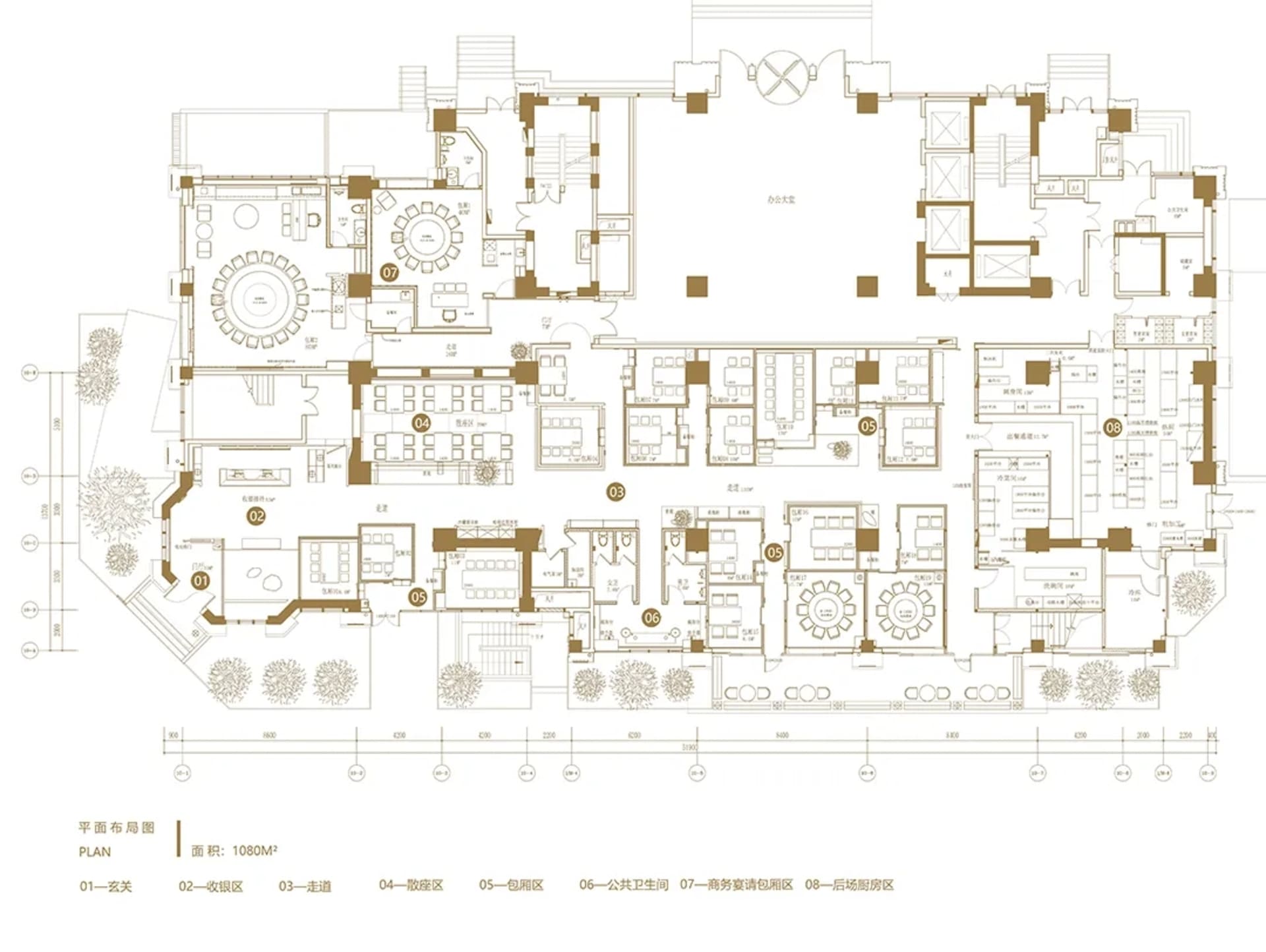2D floor plan of a residential building with various rooms, labeled with numbers and measurements, featuring wood and concrete construction