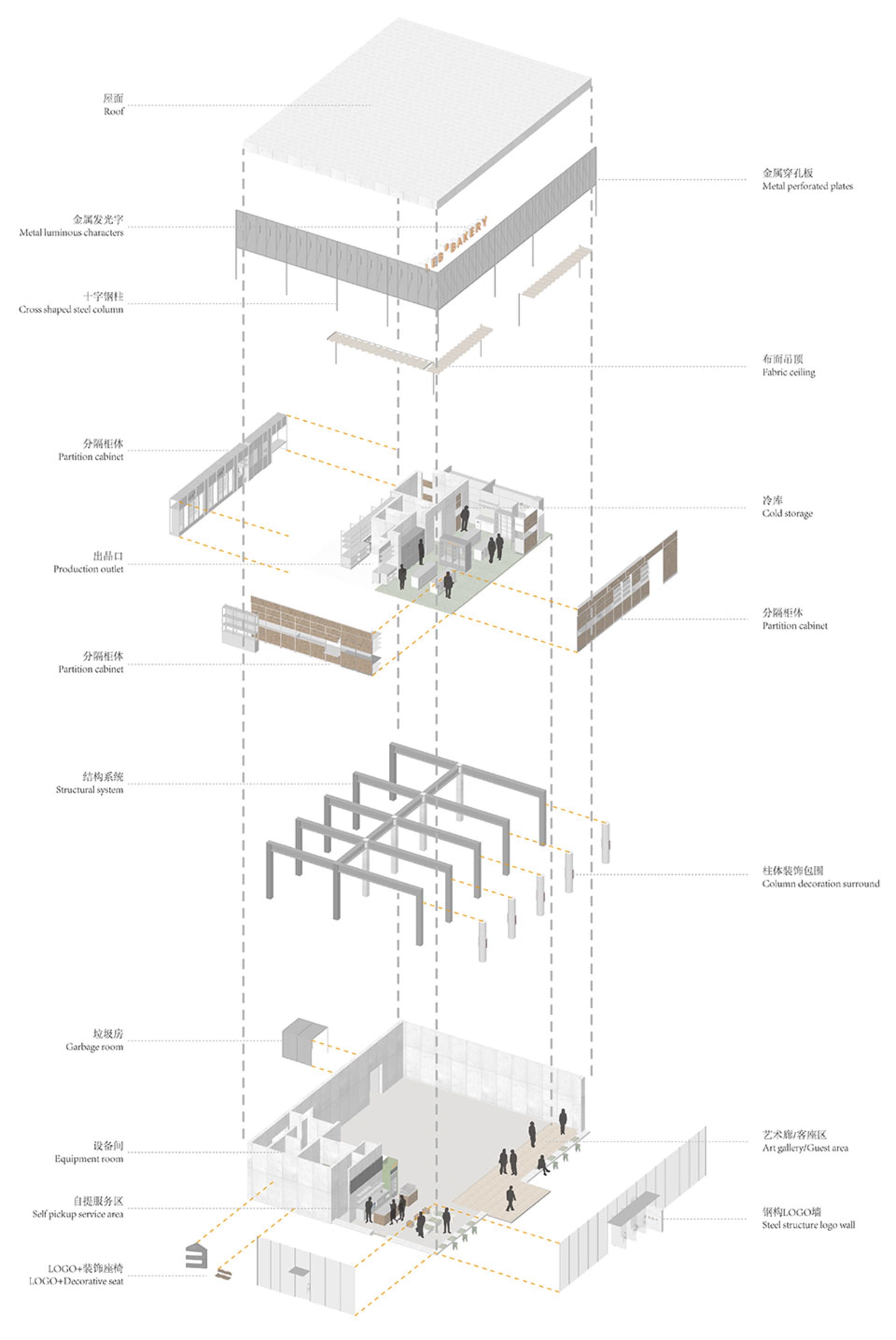 2D floor plan of a modern building with a hallway, rooms, and labeled dimensions and connections