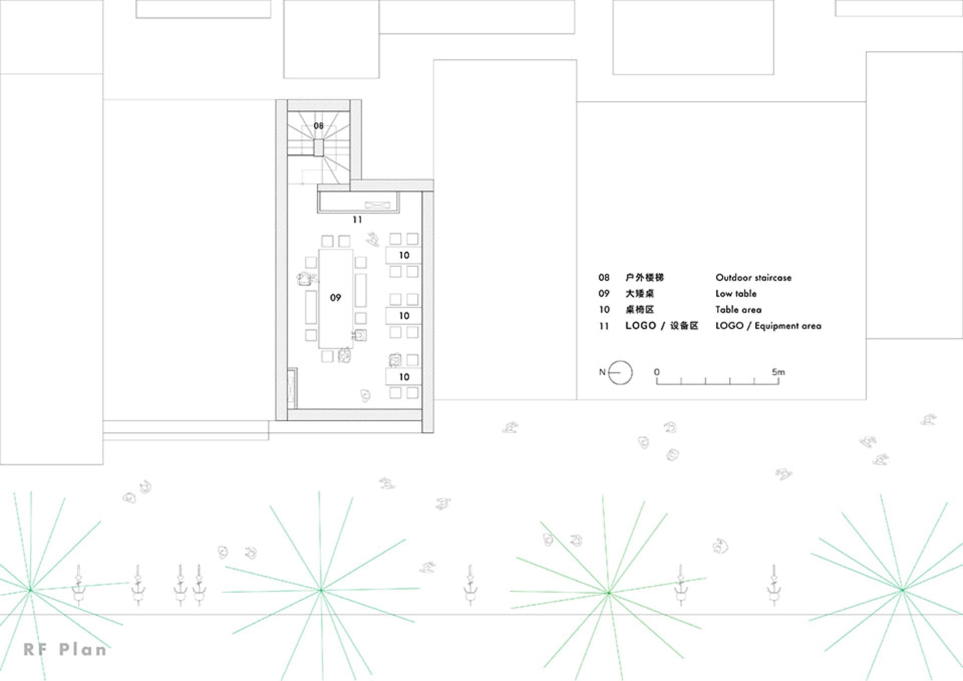 現代飯店的 2D 平面圖，包含大廳、休閒區與餐飲空間，展現乾淨線條與極簡元素