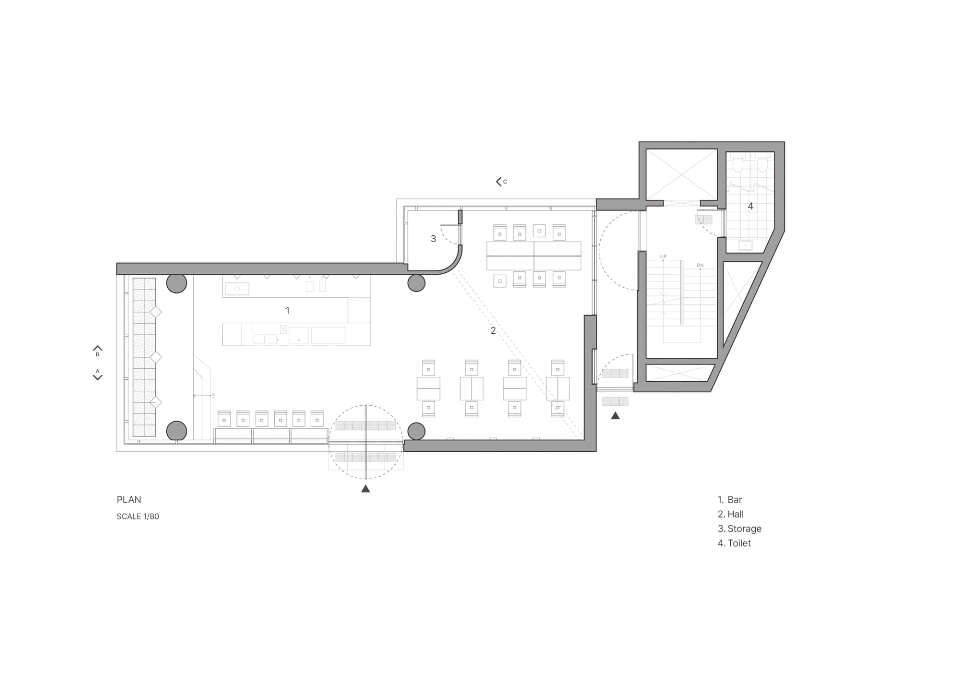 A modern interior space with a white color scheme, featuring furniture and storage spaces, giving a bright and inviting atmosphere