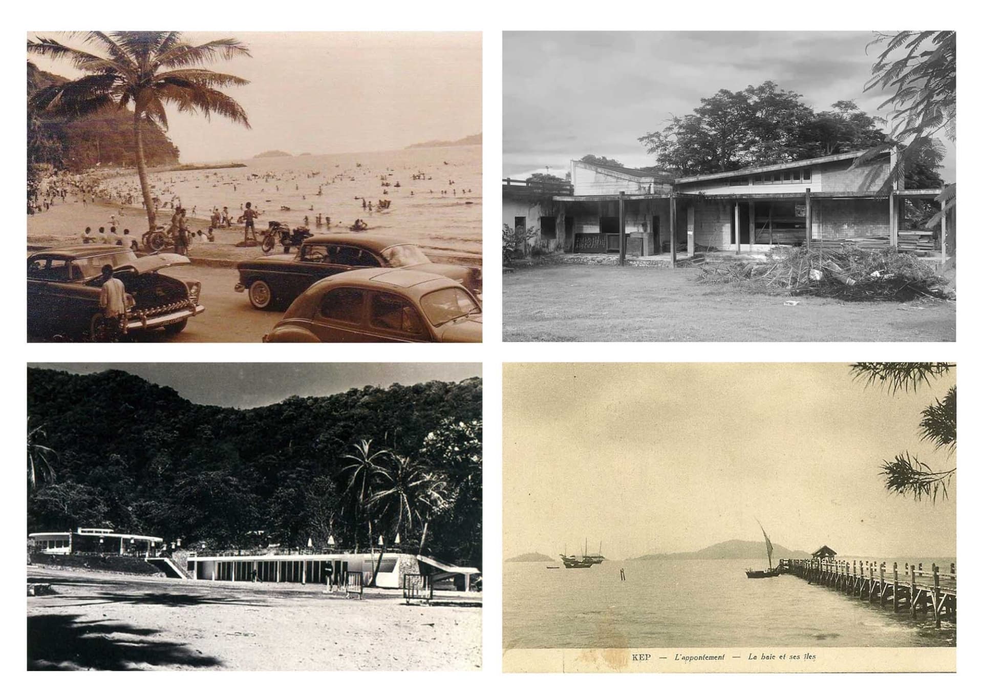 A beach resort with people enjoying the beach, an old car, and a boat in the background, set in a relaxed and leisurely atmosphere