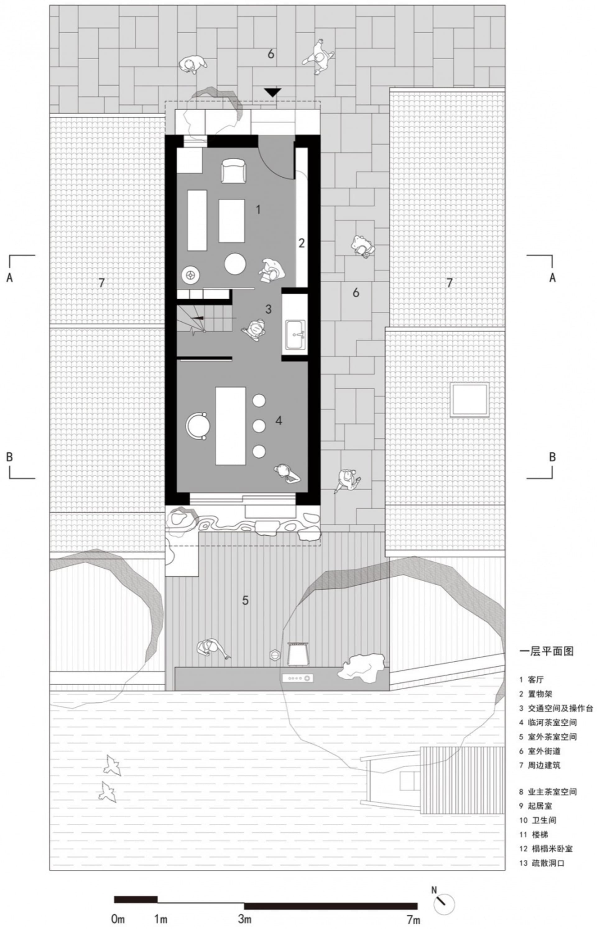 現代設計的兩層樓住宅平面圖，開放空間且布局高效