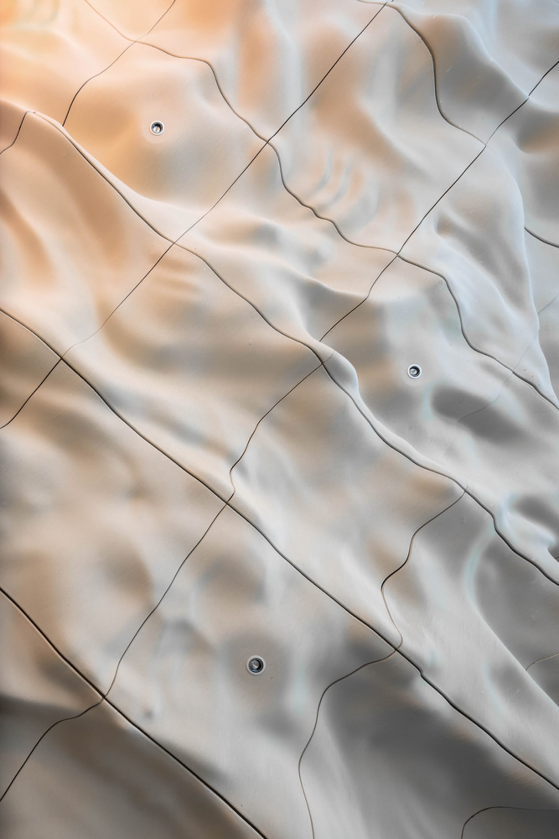 Abstract representation of a building's interior with complex shapes and lines
