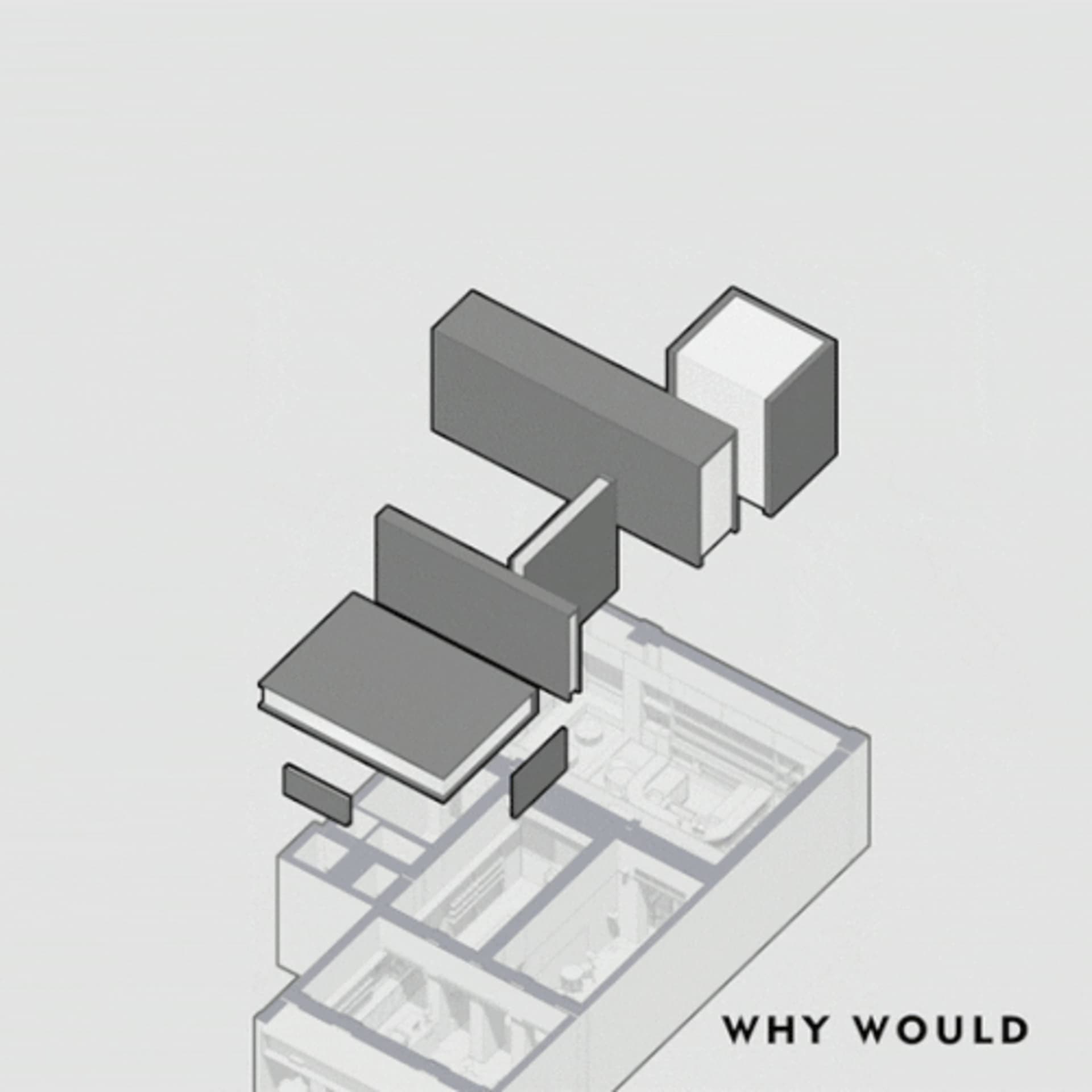 3D architectural rendering of a modern building with multiple rooms, levels, and natural light from windows, with clean lines and minimalistic design elements