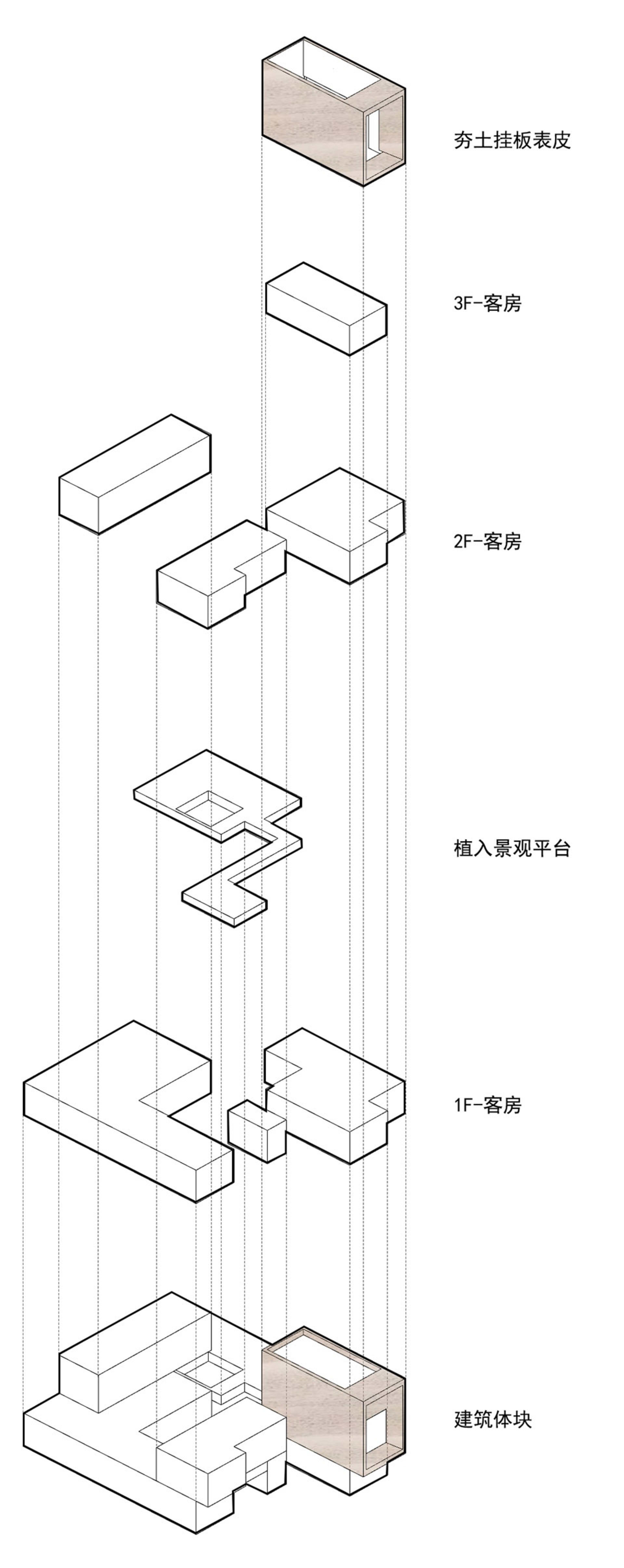 Black and white floor plan of a multi-level building with stairs connecting different floors