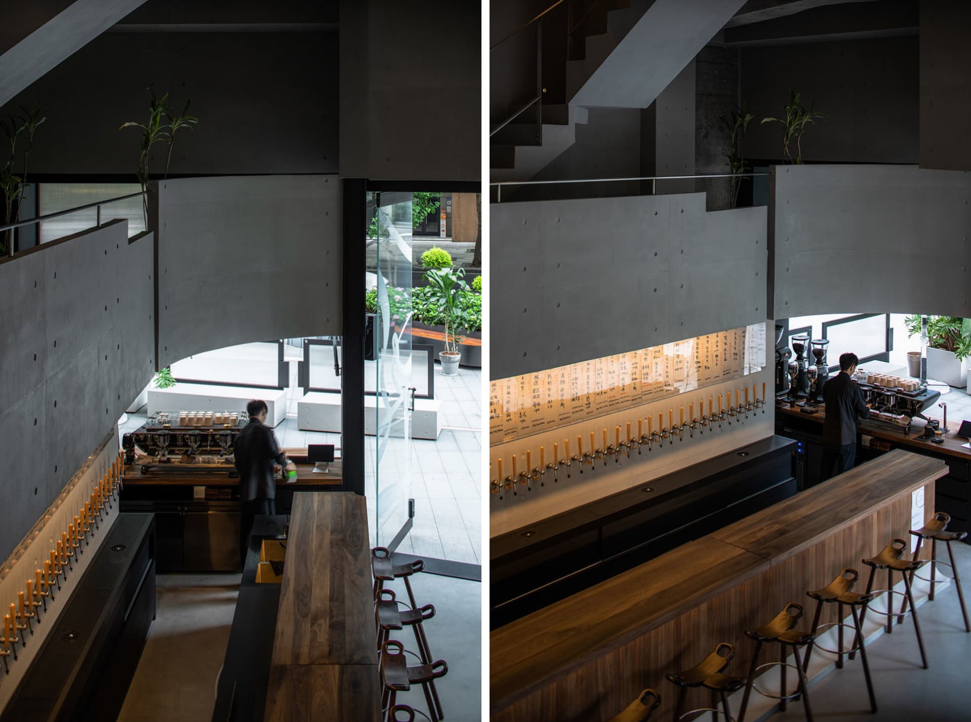 A cozy bar area with wooden countertops, chairs, and bottles, creating a warm and inviting atmosphere for socializing