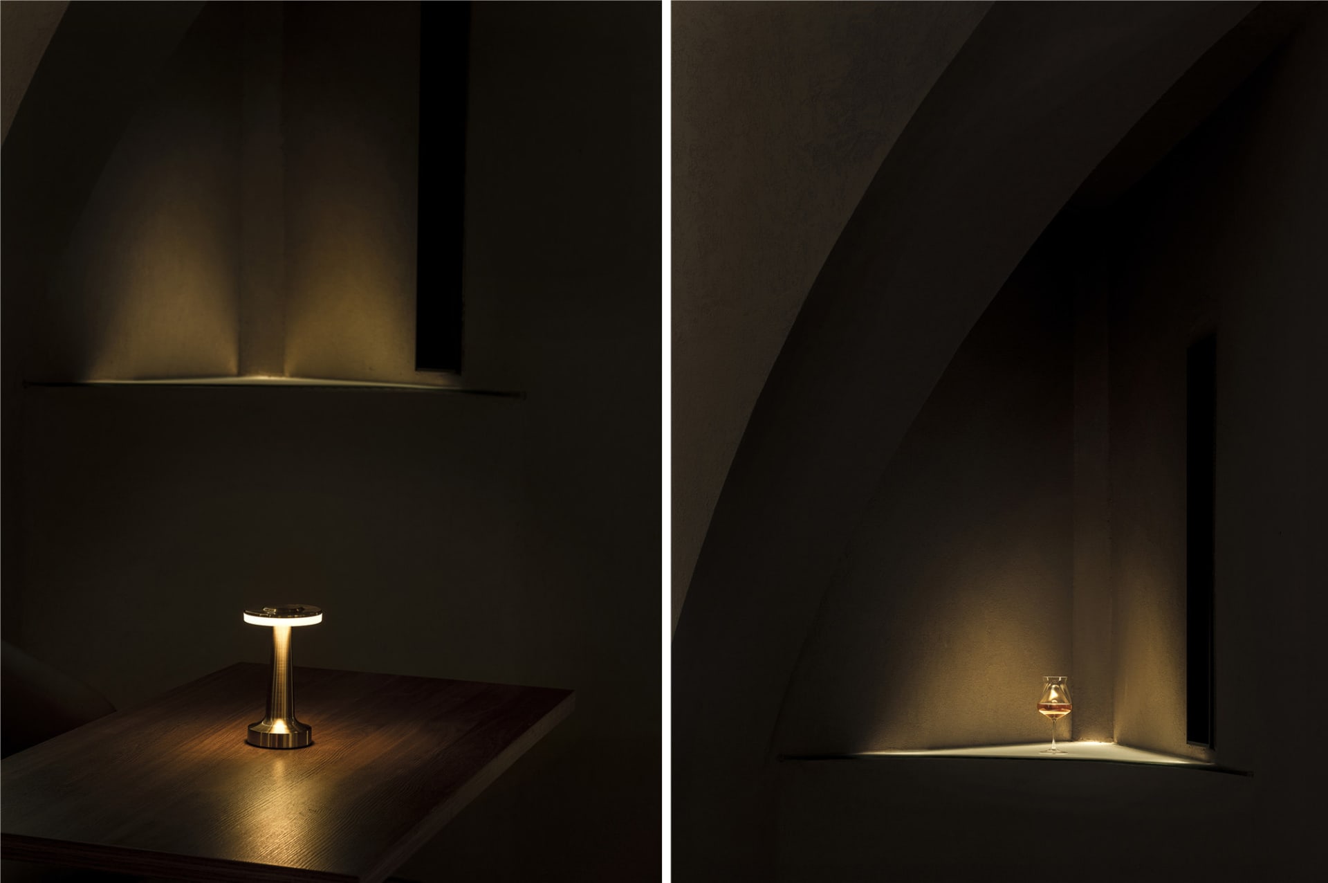 Cozy dining space with a wooden table, a lamp, and natural light from windows