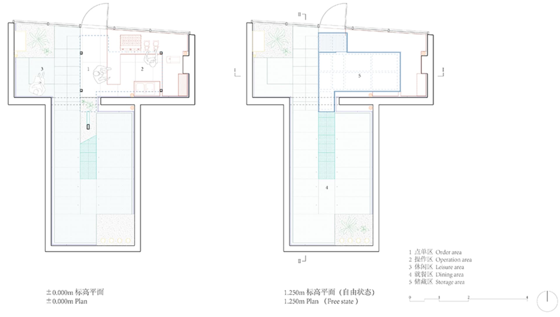 Top-down view of a modern apartment with clean lines, minimalistic design, and a floor plan showing various rooms including a kitchen, living area, bedroom, and bathroom