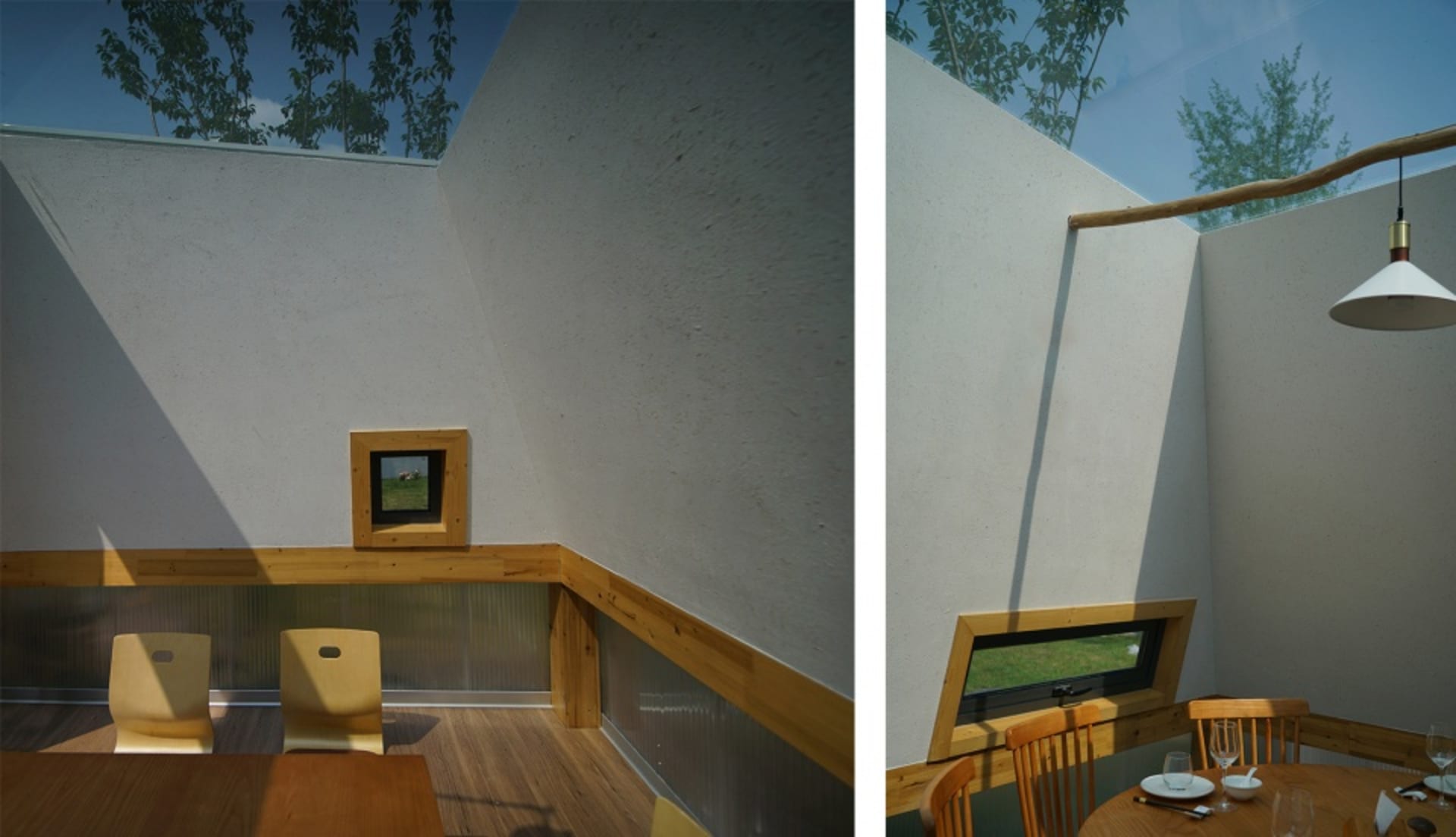 A warm and inviting dining space with a wooden theme, featuring a dining table and chairs, and a window with natural light