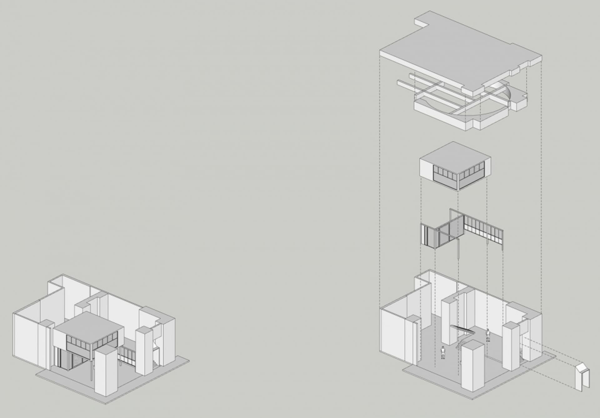 現代白色牆面建築的 3D 渲染圖，開放空間與乾淨線條，展現各房間與空間的布局與流暢動線
