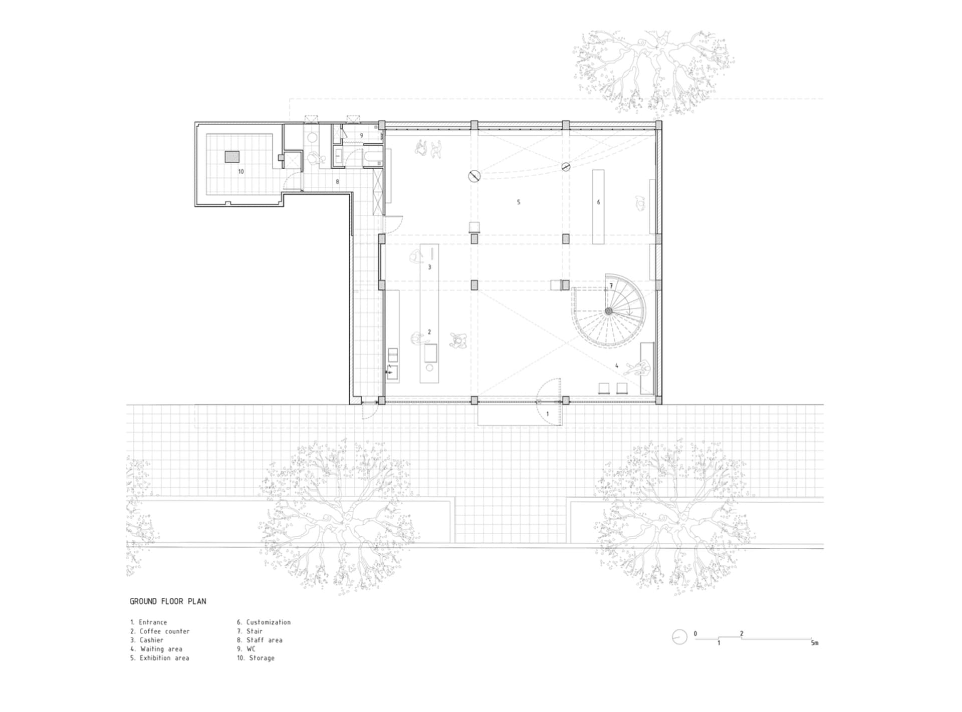 2D floor plan of a modern living area with kitchen, featuring walls, doors, windows, furniture, and appliances