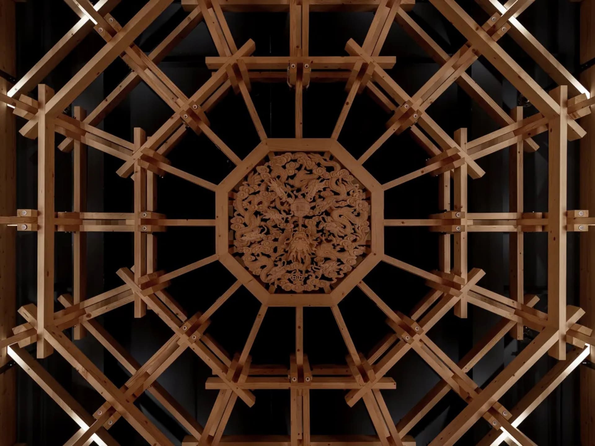 A wooden building with a round window, natural light, and a warm atmosphere