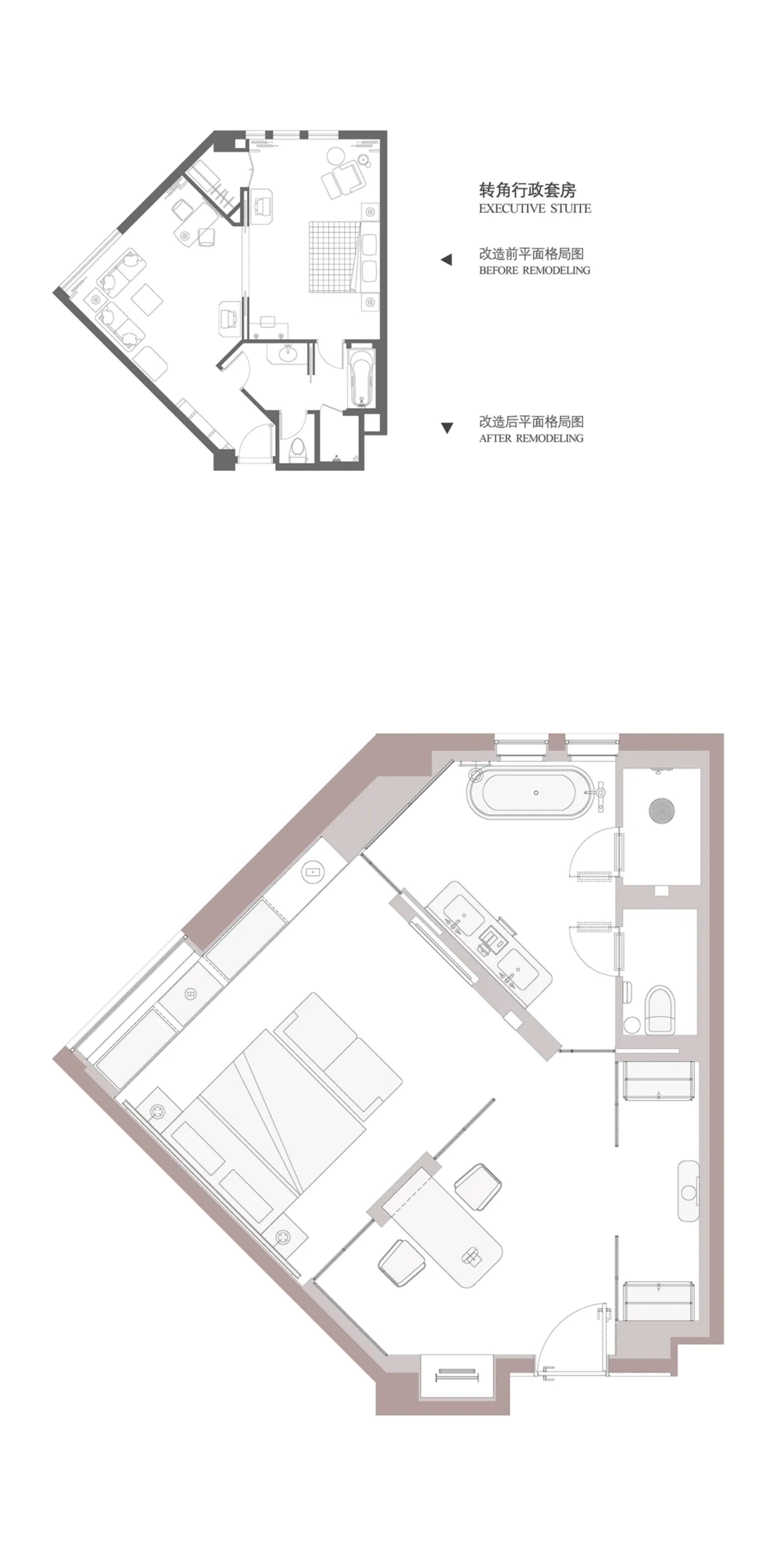 2D floor plan of a modern residential space with white and brown materials, featuring a living room, kitchen, and bathroom