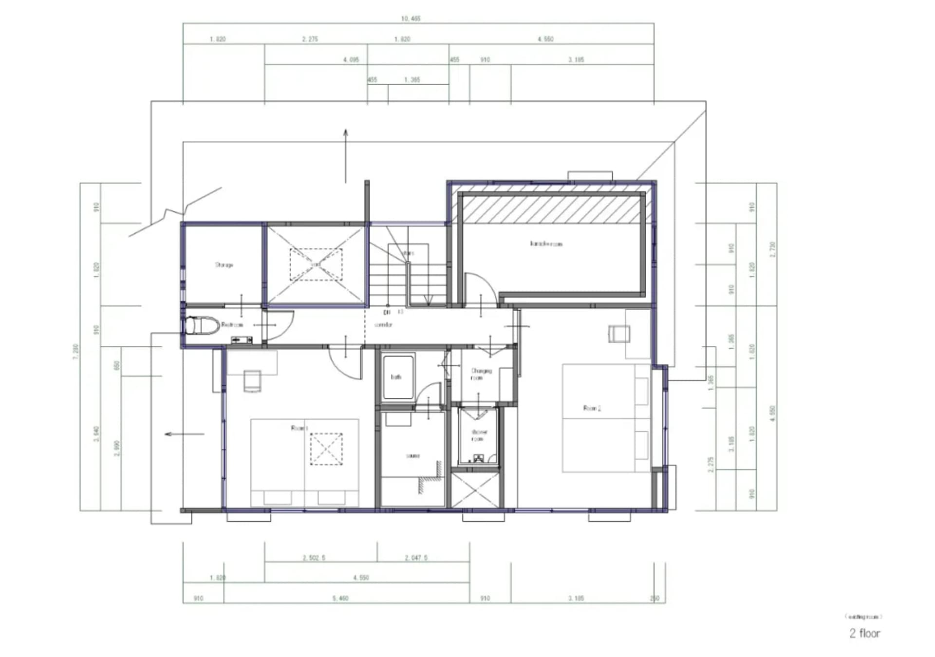 Two-story residential house with a basement, featuring a white exterior, natural lighting, and a well-planned layout
