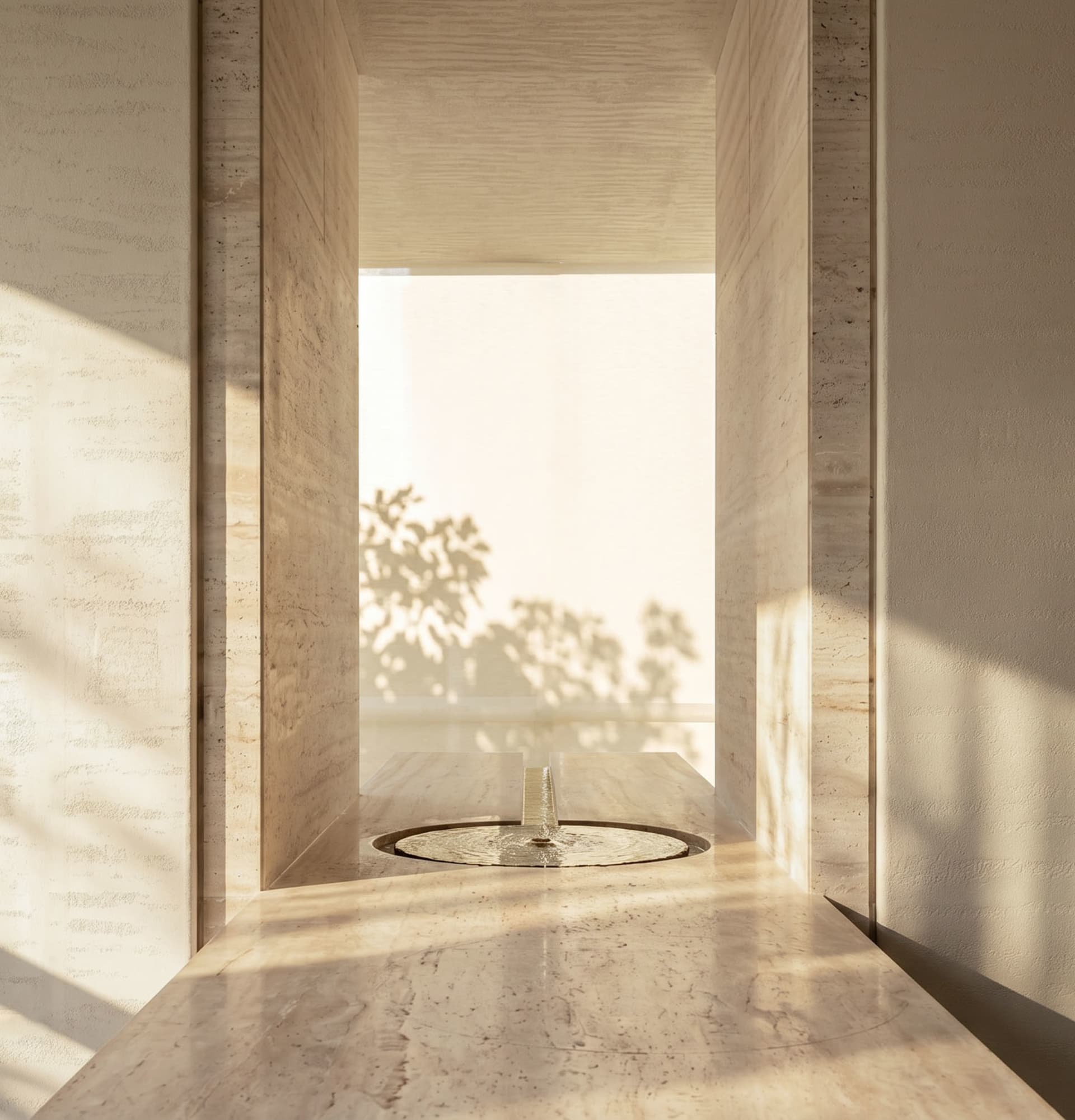 Bathroom with a large window, sink, and bathtub, featuring marble and wood materials and natural lighting
