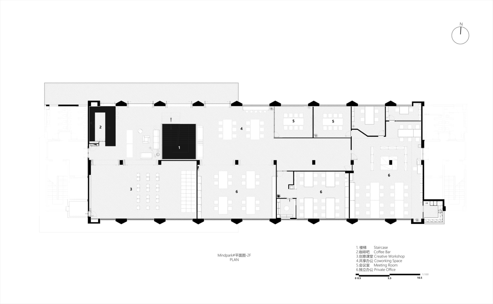 Large open space with modern rooms, white walls, and natural light from windows