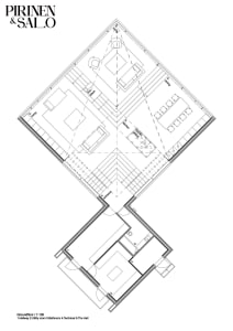 Floor plan of a modern house showing the ground floor layout.