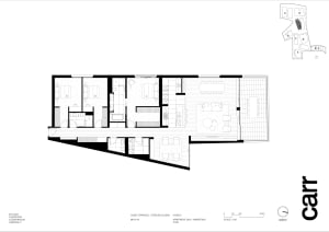 Detailed architectural floor plan of a 3-bedroom, 2.5-bathroom apartment with a carpark.