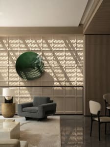 A modern modular living room with metallic furniture