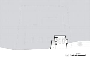 Black and white architectural floor plan showing a first-level design.