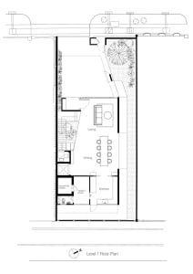 Modern apartment floor plan showing living, dining, kitchen, and helper's room layouts.