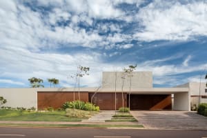 A modern residential house with clad wood exterior.