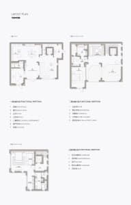 A detailed architectural floor plan depicting the layout of modern residential spaces.