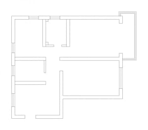 A detailed blueprint of a modern architectural design, showing the layout of a floor plan.