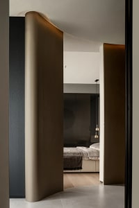 Modern interior design with hardwood flooring, showcasing contemporary style and quality materials.