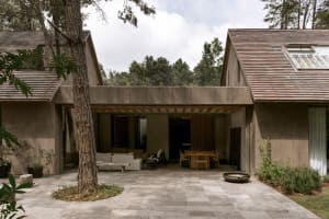 Concrete residential living space with modern design elements.