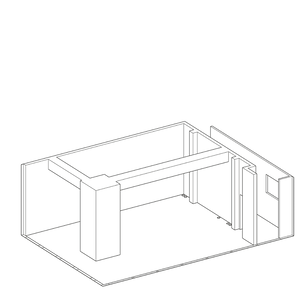 An architectural drawing of a steel-framed floor plan.