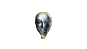 Abstract metal sculpture depicting a human face