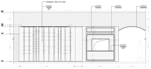Metal interior design technical plan with dimensions and materials