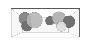 Intersecting circles in a white rectangular space