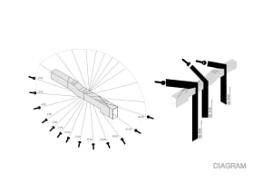 Diagram of an architectural plan showing a welded steel structure held together with bolts.