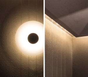 Minimalist lighting fixture made of glass.