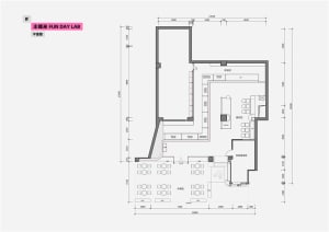 Floor plan schematic of a coffee shop layout