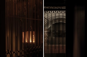 Metal grille entrance to a wine cellar