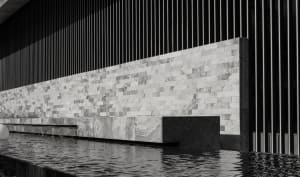 Modern building facade made of marble stone